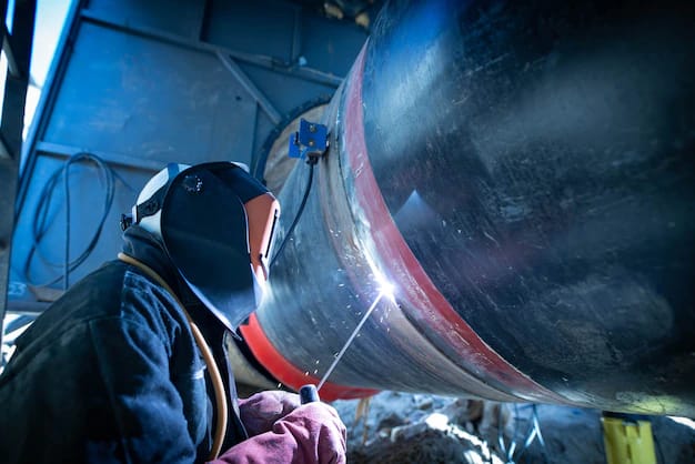Large diameter pipe spool welded under workshop conditions